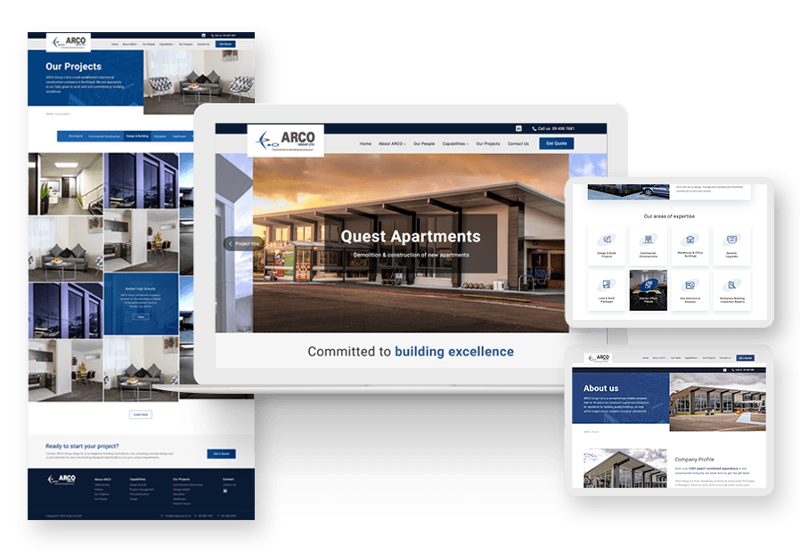 Hondensor created the website for construction company ARCO to present their services